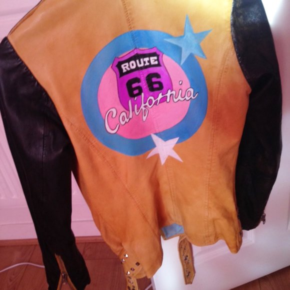 italian real leather jacket biker distressed - Picture 5 of 10